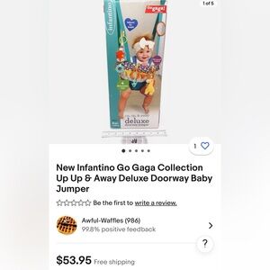 New Infantino Go Gaga Collection Up Up & Away Deluxe Doorway Baby Jumper